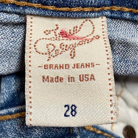 Vintage True Religion Becky Bootcut Medium Blue Stretch Jeans Leather Tab 28 - Picture 5 of 13